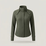 Green Ribbed Zip-up Jacket