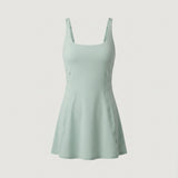 Green Square Neck Active Dress