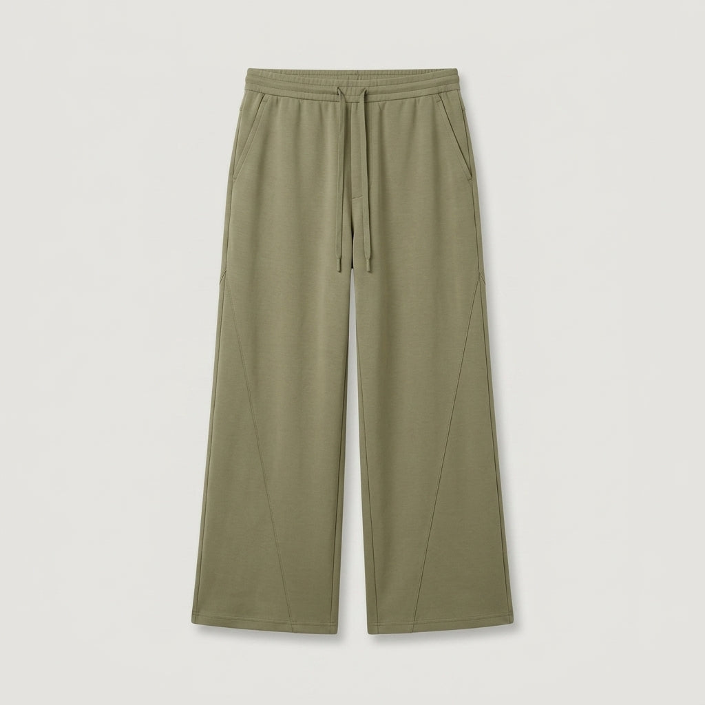 Regular Green Wide Leg Drawstring Sweatpant