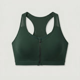 Green Zip Front Sports Bra