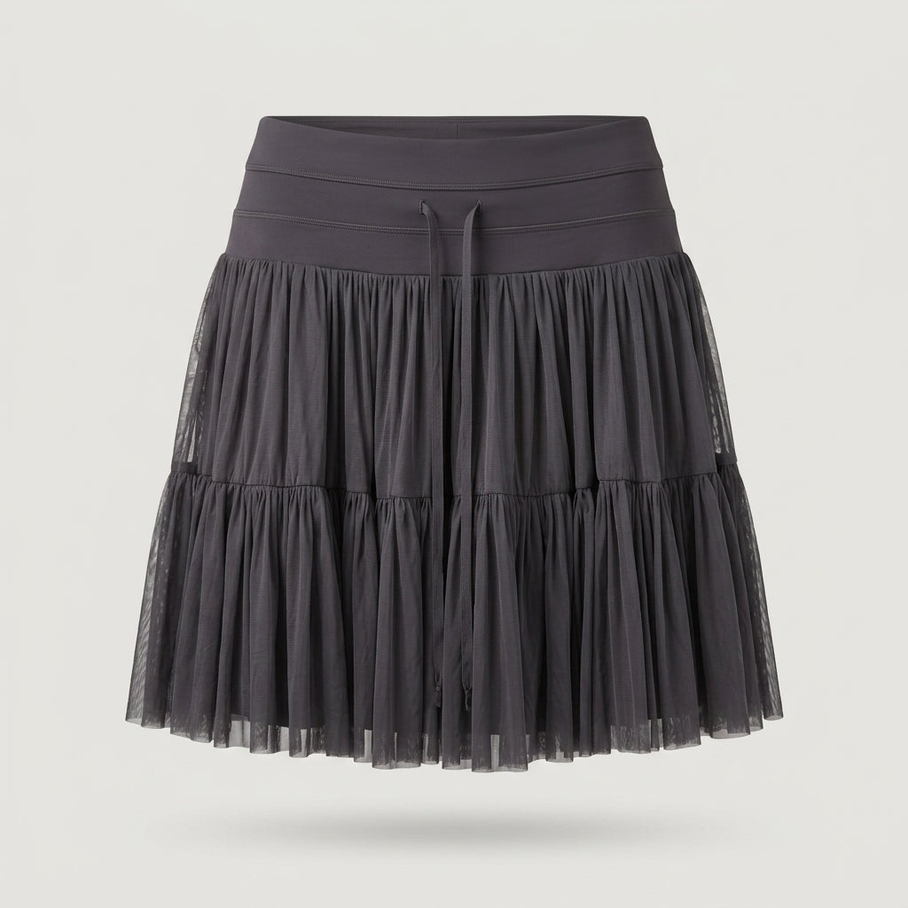 Grey Tiered Mesh Skort