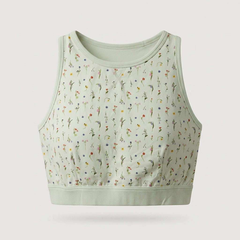 Multi Floral Cropped Sports Bra