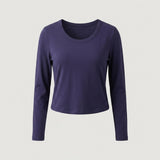 Navy Long Sleeve Cropped Top