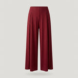 Petite Red Ribbed Wide Leg Pant