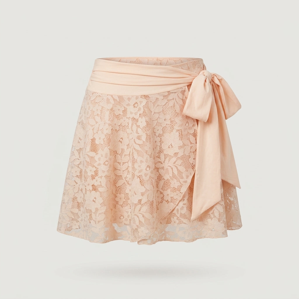 Peach Lace Tie Skort