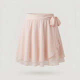 Peach Mesh Wrap Mini Skirt