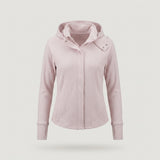 Pink Ribbed Zip-up Hoodie