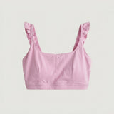 Pink Ruffle Strap Sports Bra