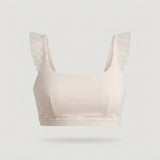 Peach Ruffled Strap Sports Bra