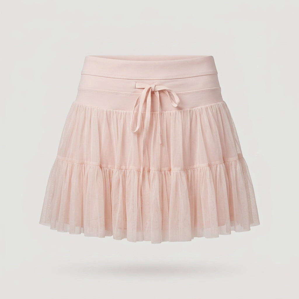 Peach Tiered Tulle Skort