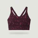 Dark Purple Floral Sports Bra