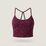 Burgundy Floral Strappy Cropped Tank