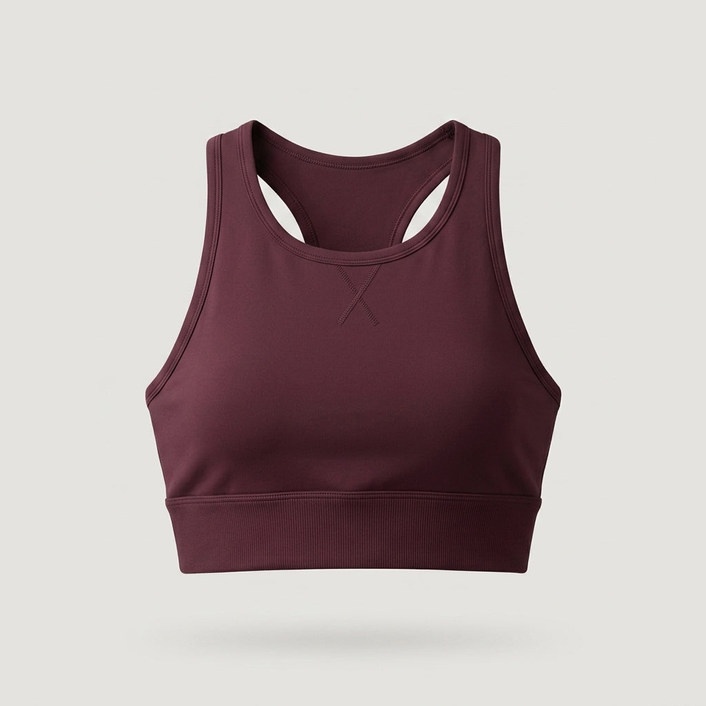 Dark Purple High Neck Sports Bra