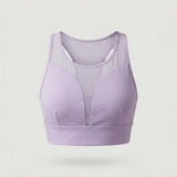 Purple Mesh Panel Sports Bra