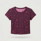 Dark Purple Printed Short Sleeve Top