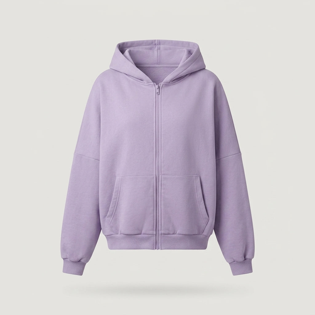 Purple Relaxed Zip-up Hoodie