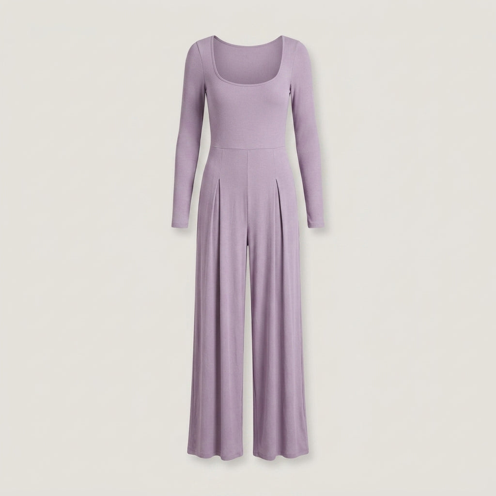 Tall Purple Ribbed Long Sleeve Jumpsuit