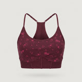 Red Floral Strappy Sports Bra