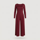 Regular Red Long Sleeve Wide Leg Jumpsuit