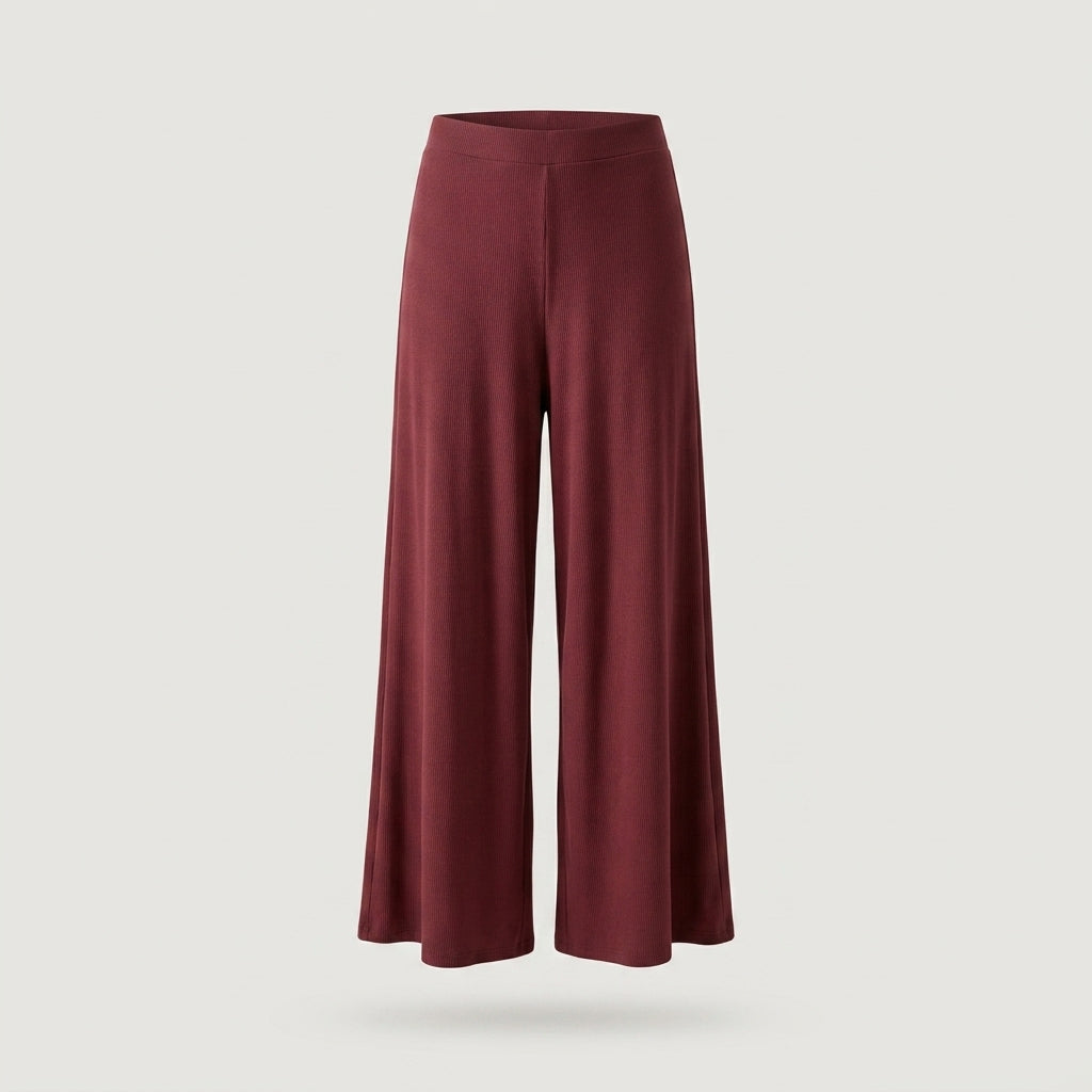 Tall Red Ribbed Wide Leg Pant