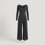 Regular Black Long Sleeve Wide Leg Jumpsuit
