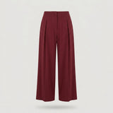 Regular Red Ribbed Wide Leg Pant