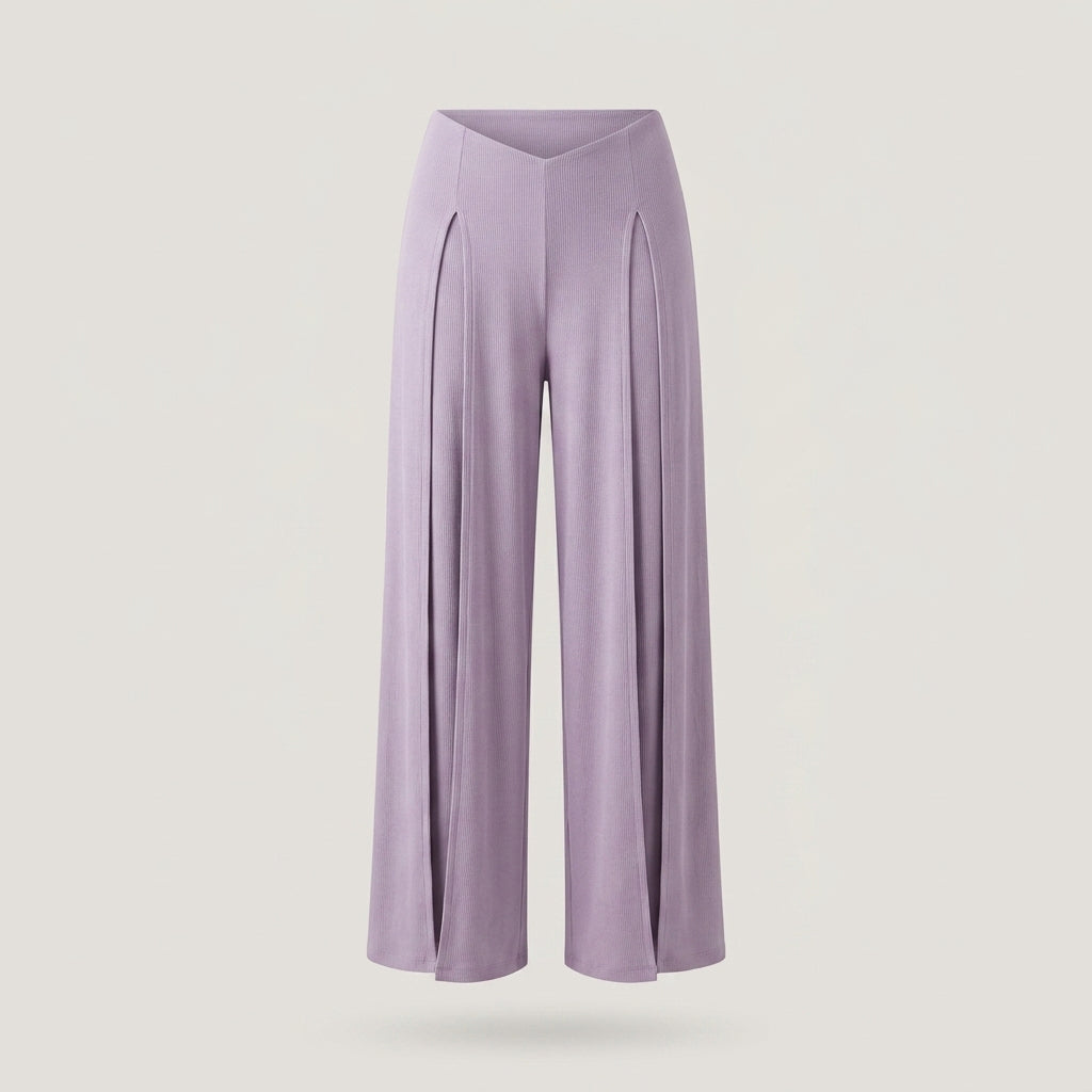 Tall Purple Ribbed Wide Leg Pant