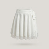 White Layered Mesh Wrap Skirt