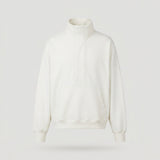 White Mock Neck Pullover Sweatshirt