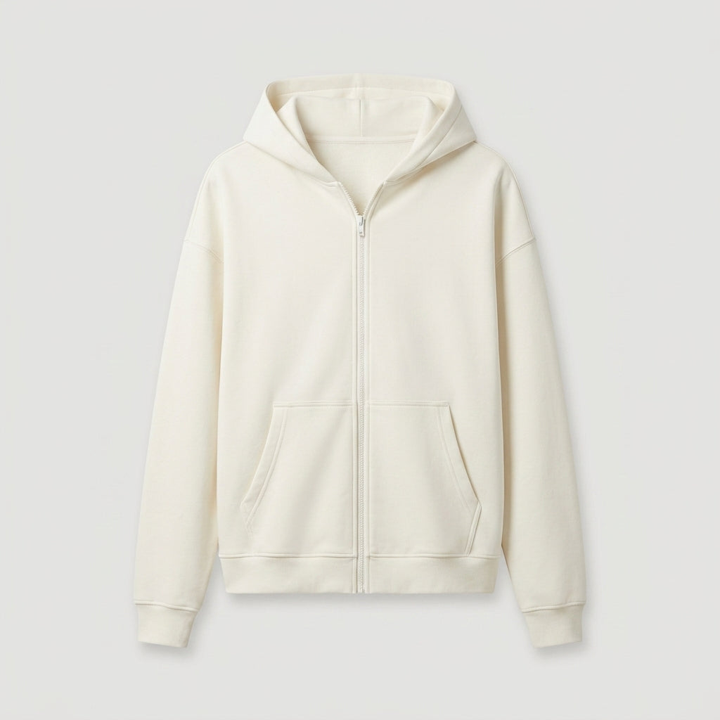 White Oversized Half-zip Sweatshirt