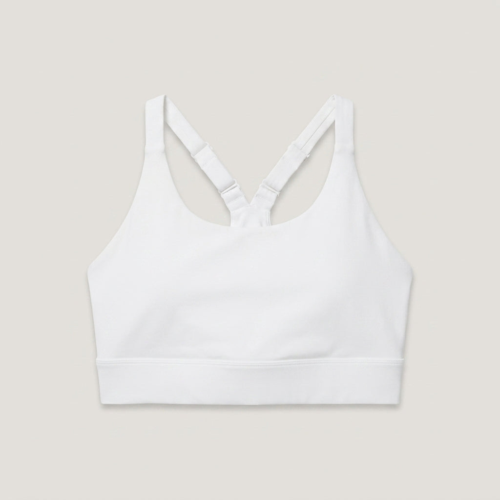 White Scoop Neck Sports Bra
