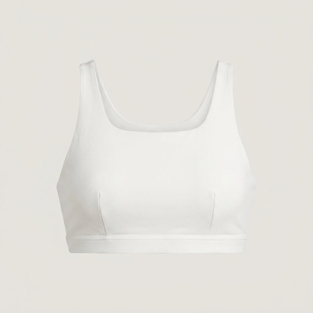 White Square Neck Sports Bra