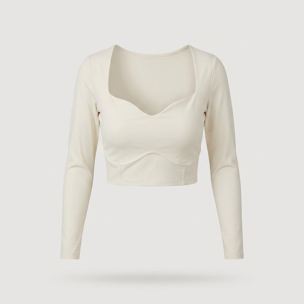 White Sweetheart Long Sleeve Top