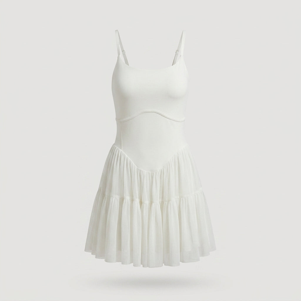 Off White Tiered Ruffle Mini Dress
