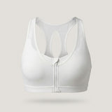 White Zip Front Sports Bra
