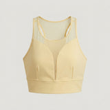 Yellow Mesh Panel Sports Bra