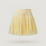 Yellow Tiered Mesh Skort