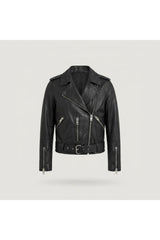 Black Balfern Biker Leather Jacket