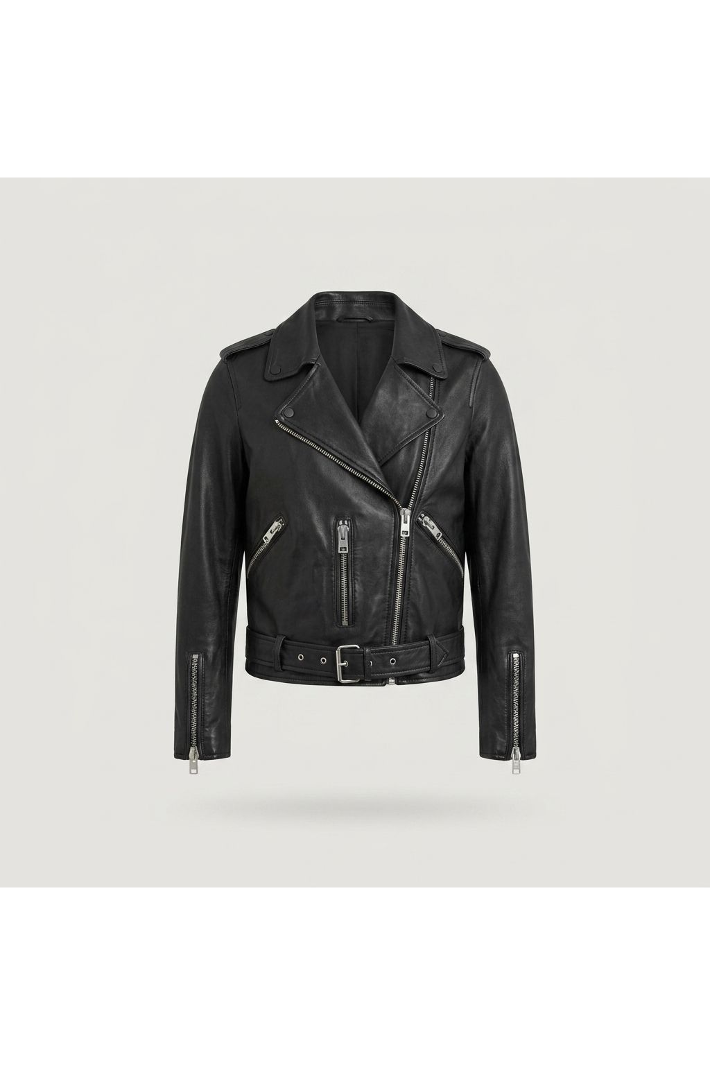 Black Balfern Biker Leather Jacket