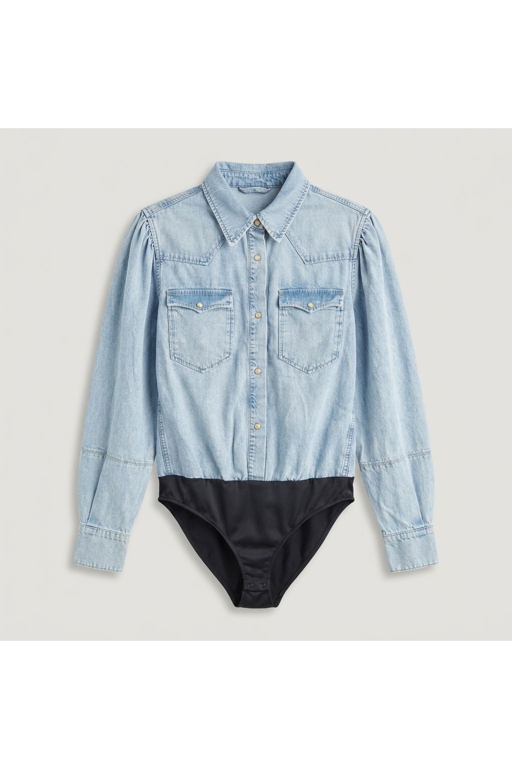 Blue Denim Shirt Bodysuit