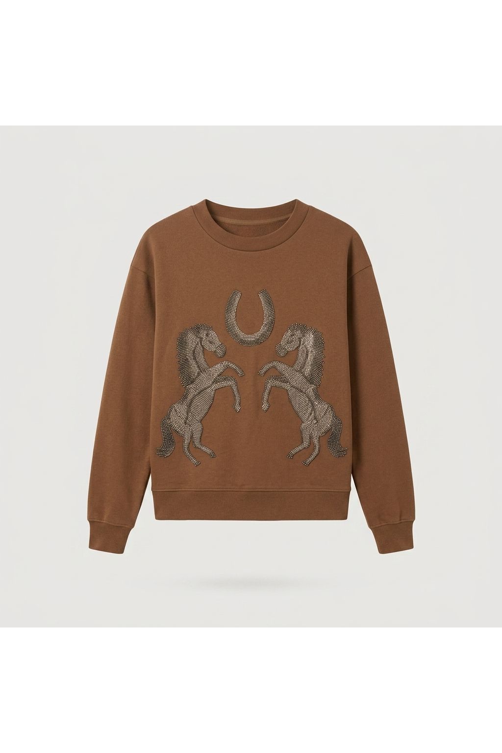 Brown Embellished Graphic Sweatshirt