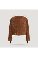 Brown Alice Trucker Leather Jacket