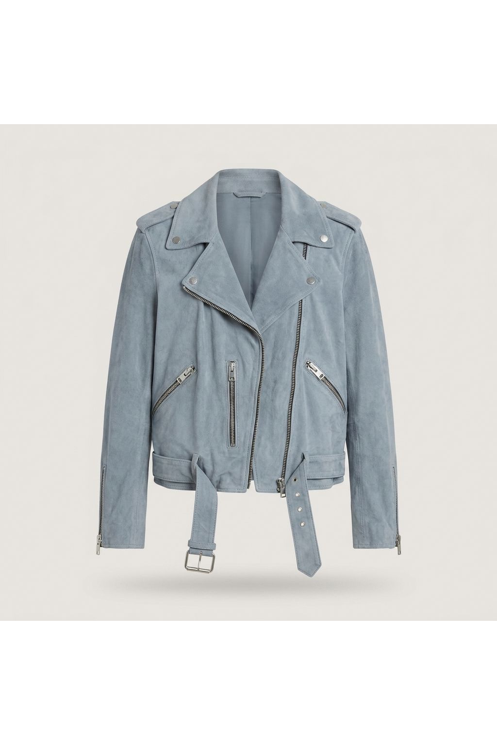 Denim Blue Suede Balfern Biker leather Jacke
