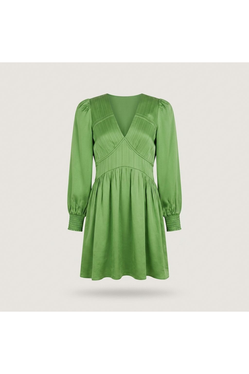 Green V-neck Satin Mini Dress