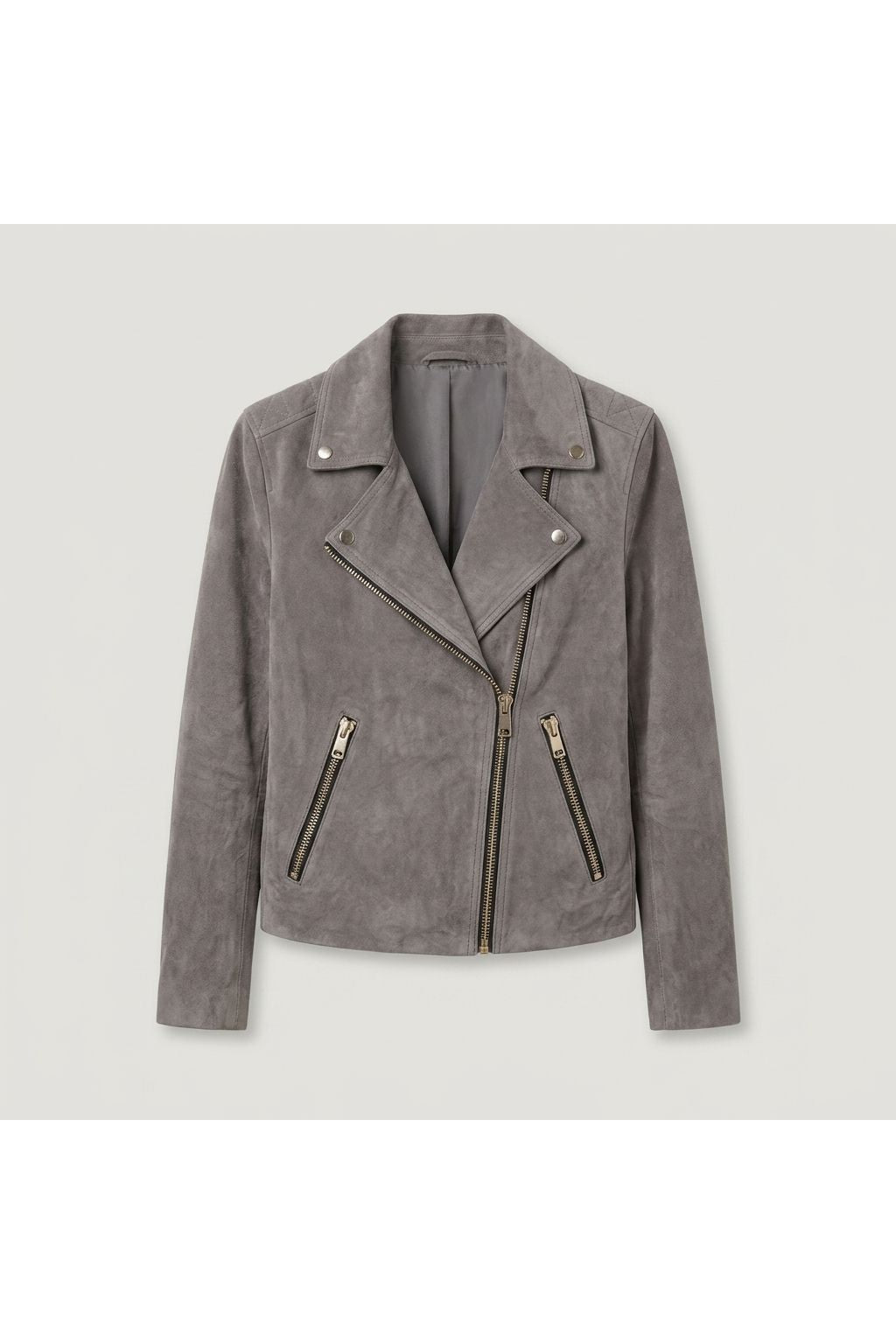 Grey Suede Biker Jacket