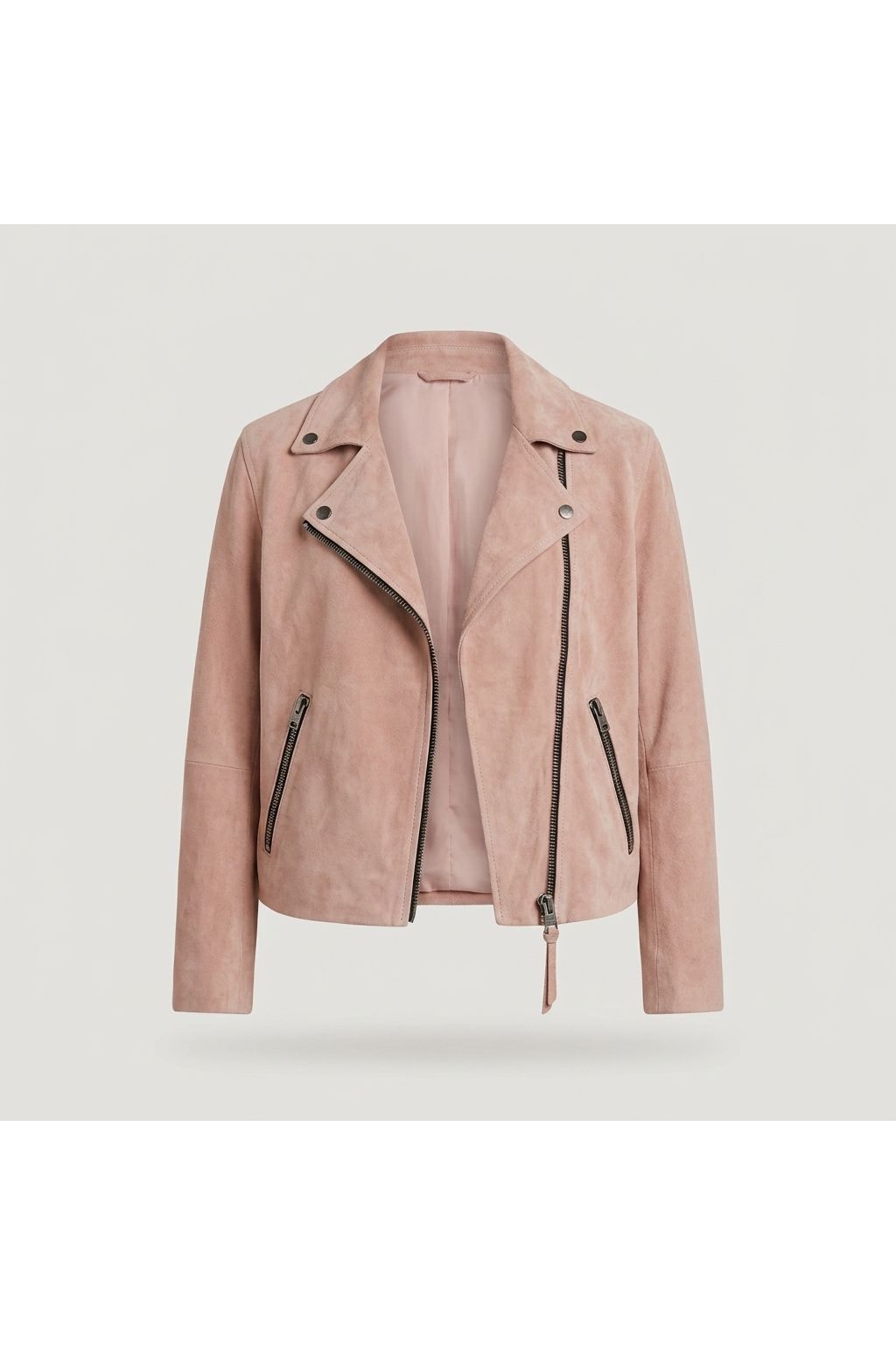 Pink Suede Biker Jacket