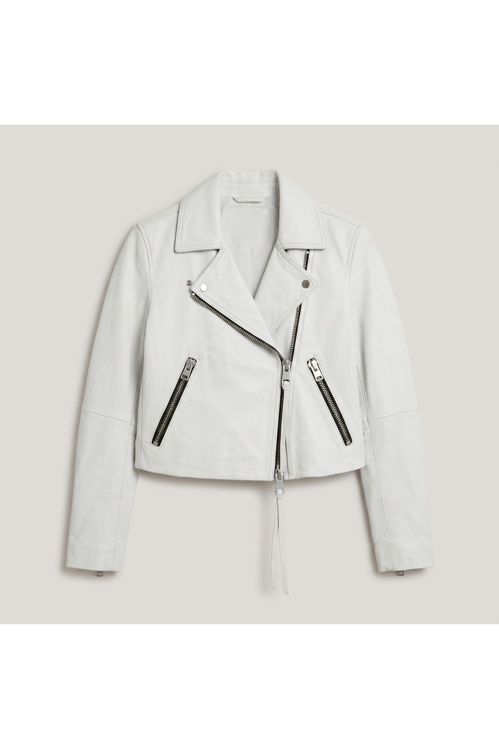 Optic White Dalby Cropped Biker Jacket