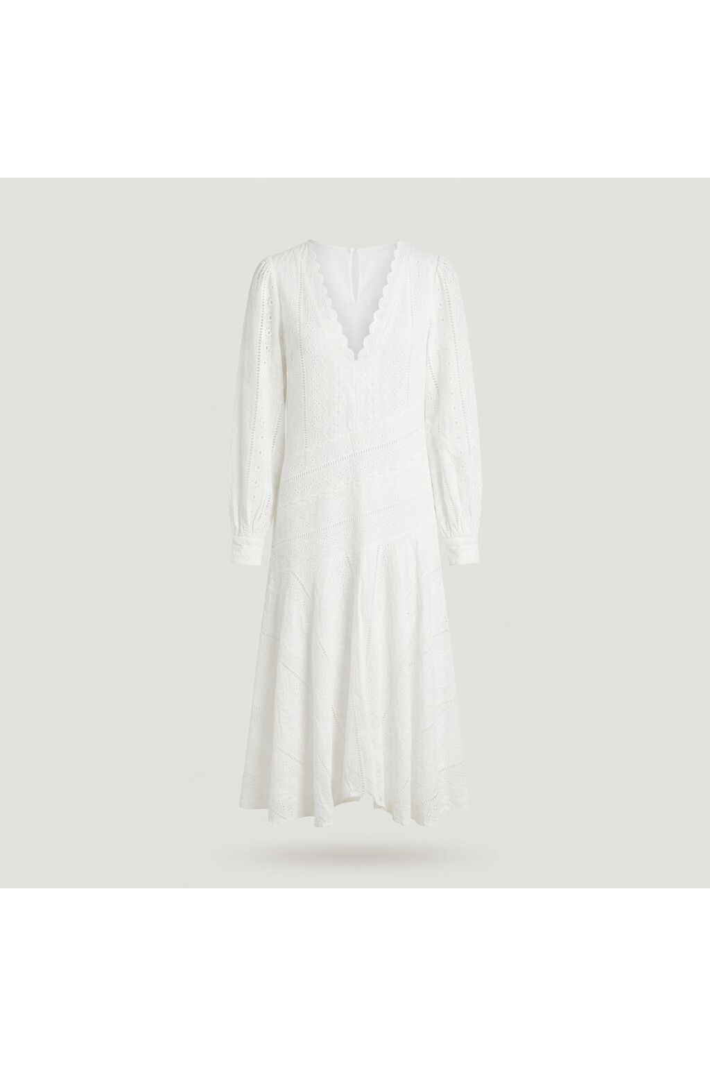 White Long Sleeve Eyelet Dress