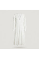 White Long Sleeve Eyelet Dress