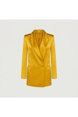 Adriana Iglesias Lauren Jacket Solid Mustard Satin Silk